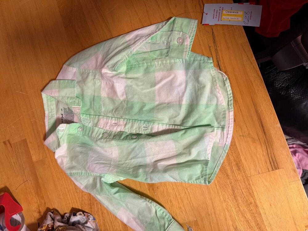 Cat & Jack Plaid Button Down Shirt 18 MOS